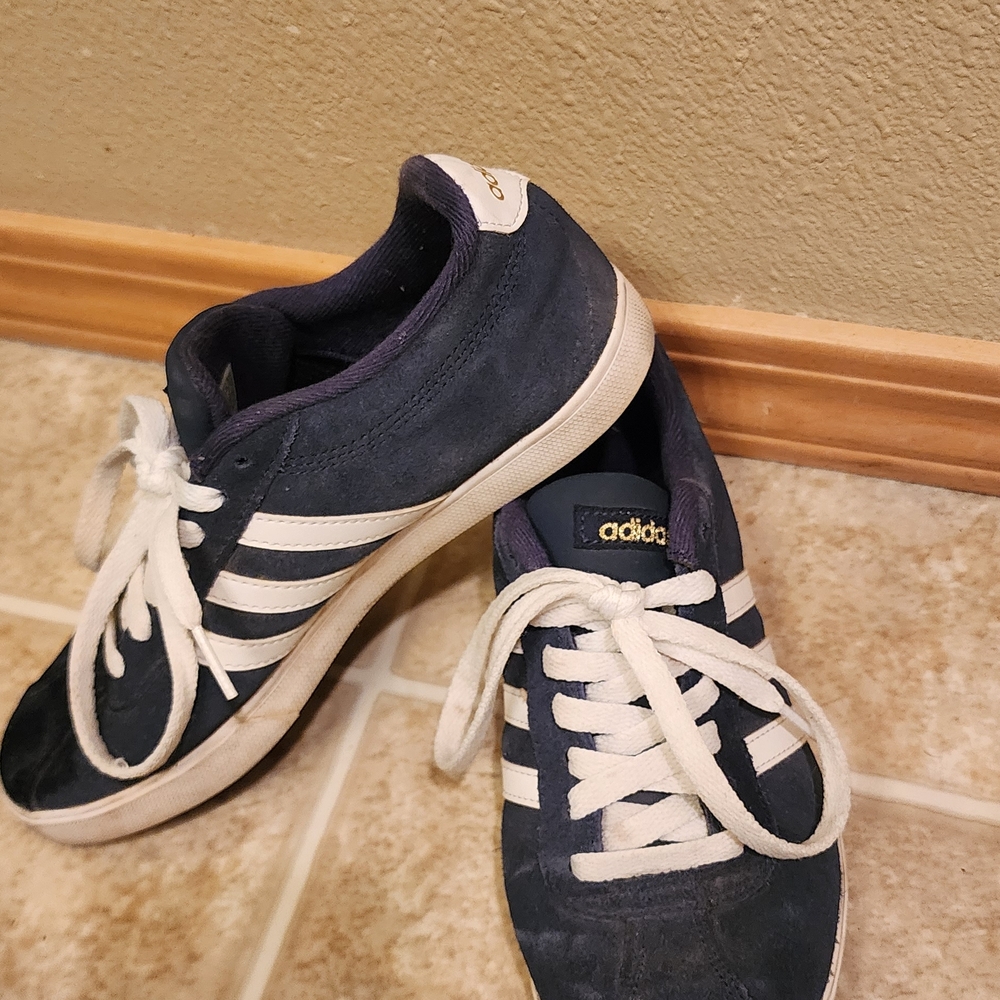 Adidas Women's Navy and White Sneakers